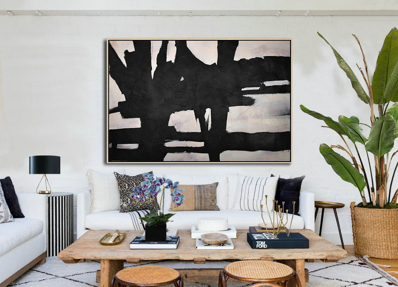 Large Modern Abstract Painting,Hand Painted Oversized Horizontal Minimal Art On Canvas,Contemporary Art Wall Decor